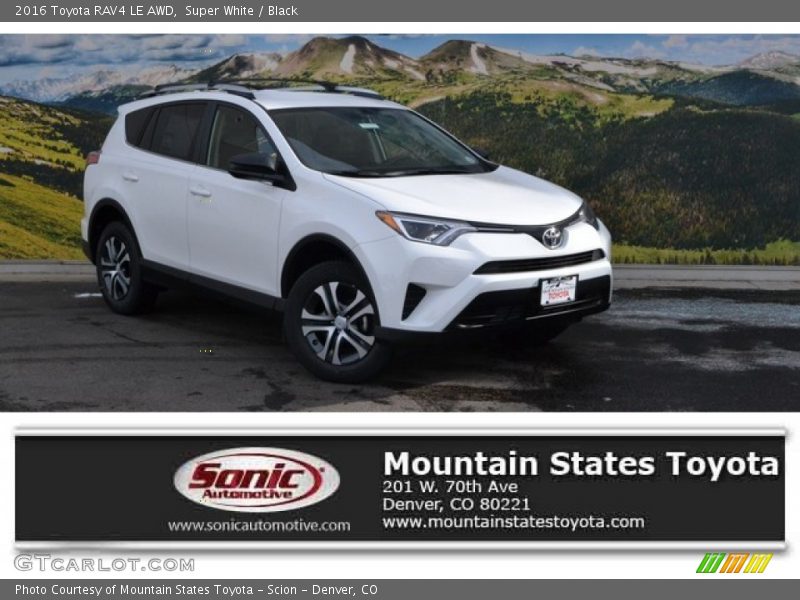 Super White / Black 2016 Toyota RAV4 LE AWD