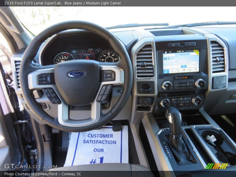 Blue Jeans / Medium Light Camel 2016 Ford F150 Lariat SuperCab