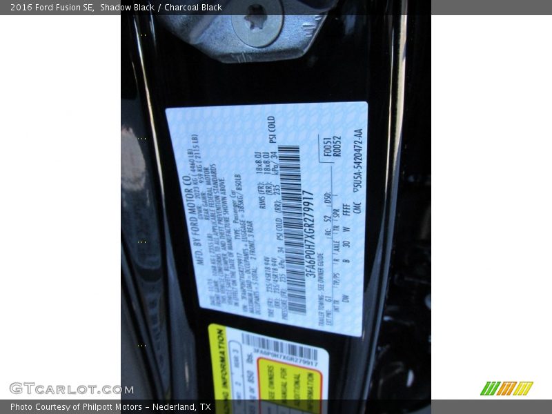 Shadow Black / Charcoal Black 2016 Ford Fusion SE