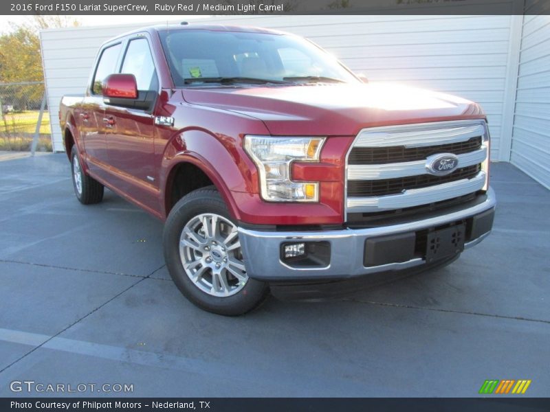 Ruby Red / Medium Light Camel 2016 Ford F150 Lariat SuperCrew