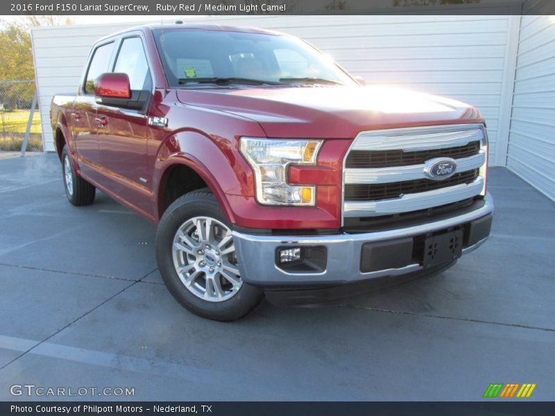 Ruby Red / Medium Light Camel 2016 Ford F150 Lariat SuperCrew