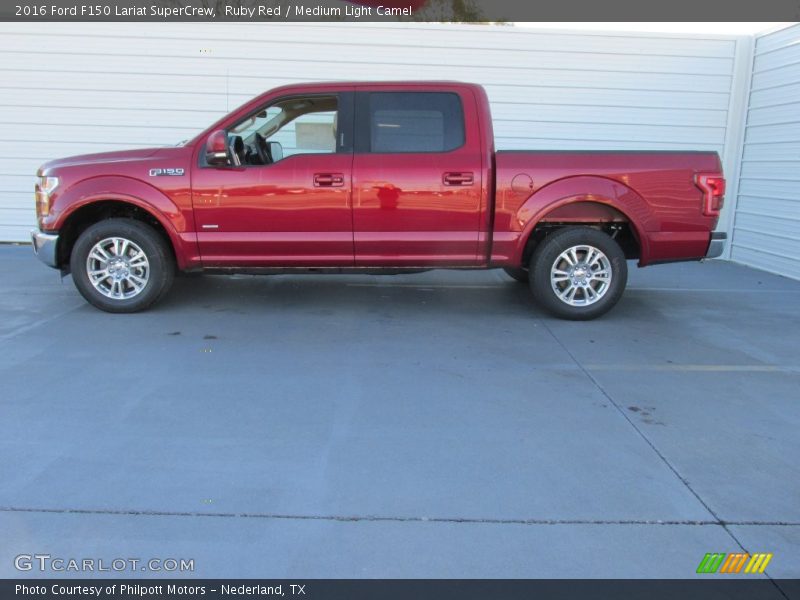 Ruby Red / Medium Light Camel 2016 Ford F150 Lariat SuperCrew