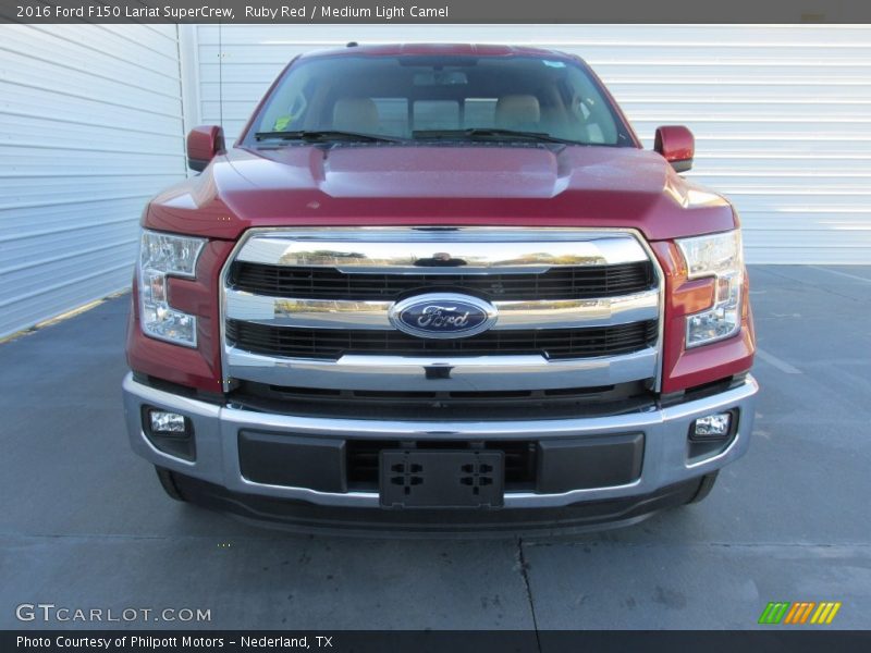 Ruby Red / Medium Light Camel 2016 Ford F150 Lariat SuperCrew