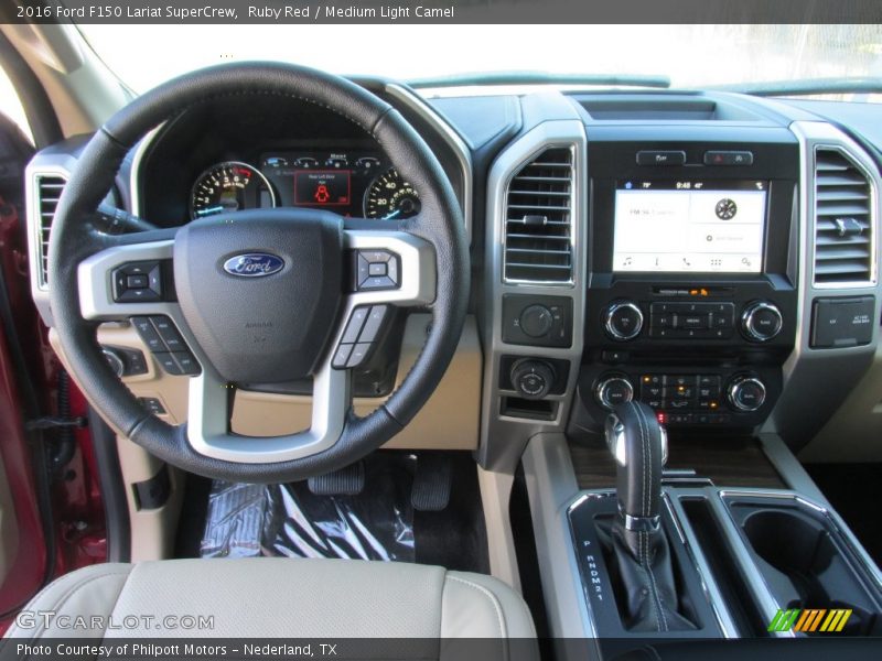Ruby Red / Medium Light Camel 2016 Ford F150 Lariat SuperCrew