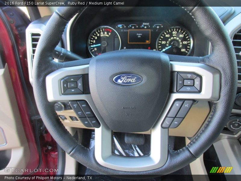 Ruby Red / Medium Light Camel 2016 Ford F150 Lariat SuperCrew