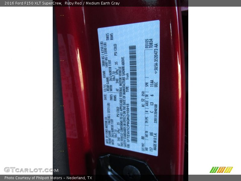 Ruby Red / Medium Earth Gray 2016 Ford F150 XLT SuperCrew