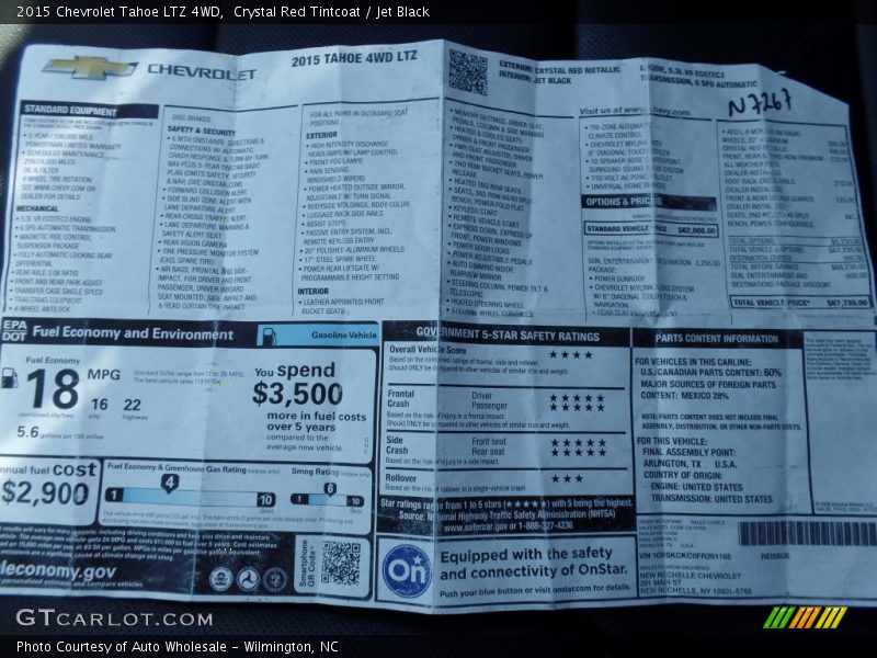 Crystal Red Tintcoat / Jet Black 2015 Chevrolet Tahoe LTZ 4WD