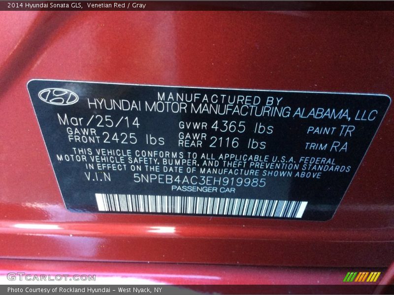 Venetian Red / Gray 2014 Hyundai Sonata GLS