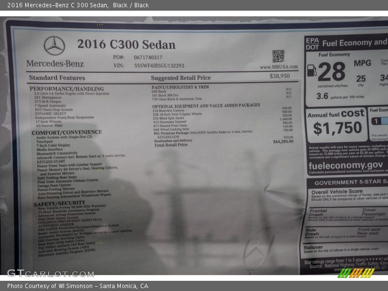 Black / Black 2016 Mercedes-Benz C 300 Sedan