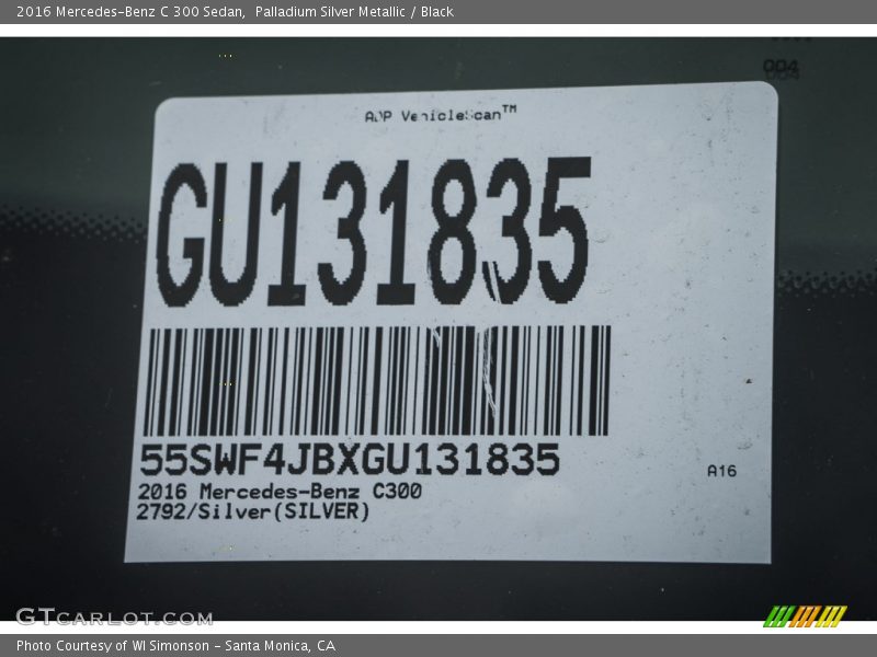 Palladium Silver Metallic / Black 2016 Mercedes-Benz C 300 Sedan