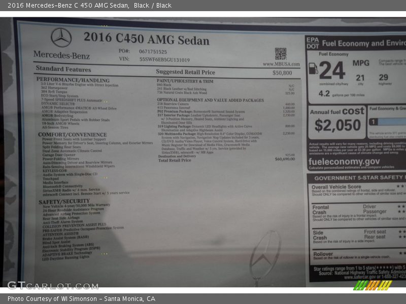 Black / Black 2016 Mercedes-Benz C 450 AMG Sedan