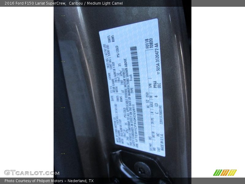 Caribou / Medium Light Camel 2016 Ford F150 Lariat SuperCrew