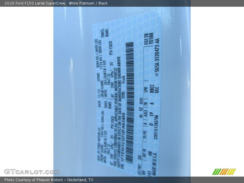 White Platinum / Black 2016 Ford F150 Lariat SuperCrew