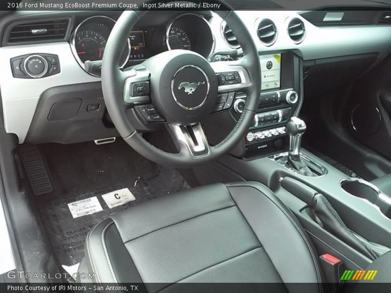 Ingot Silver Metallic / Ebony 2016 Ford Mustang EcoBoost Premium Coupe