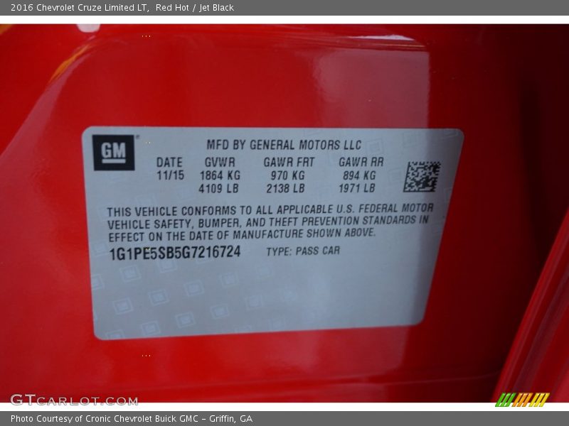 Red Hot / Jet Black 2016 Chevrolet Cruze Limited LT