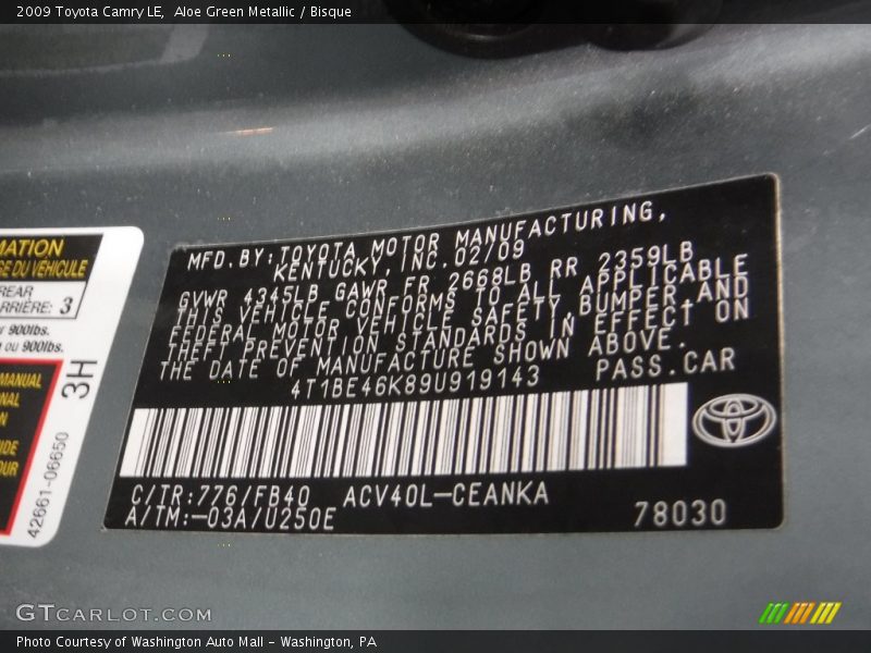 Aloe Green Metallic / Bisque 2009 Toyota Camry LE