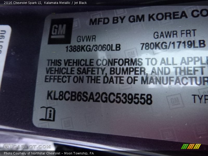 Kalamata Metallic / Jet Black 2016 Chevrolet Spark LS