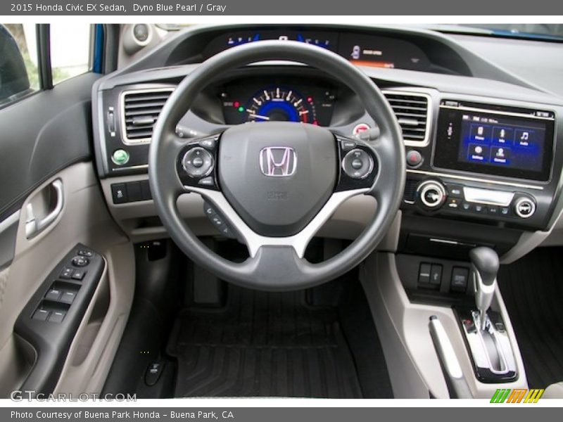 Dyno Blue Pearl / Gray 2015 Honda Civic EX Sedan