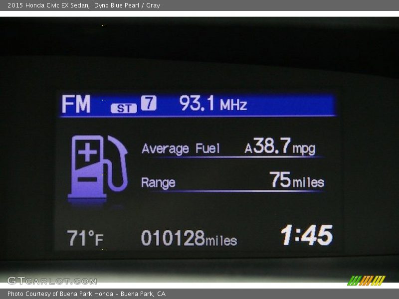 Dyno Blue Pearl / Gray 2015 Honda Civic EX Sedan