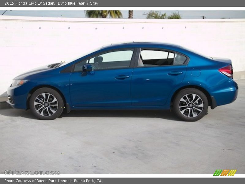Dyno Blue Pearl / Gray 2015 Honda Civic EX Sedan