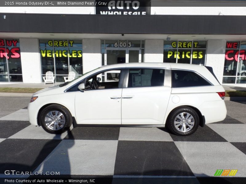 White Diamond Pearl / Gray 2015 Honda Odyssey EX-L
