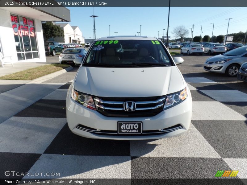 White Diamond Pearl / Gray 2015 Honda Odyssey EX-L