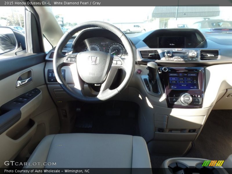 White Diamond Pearl / Gray 2015 Honda Odyssey EX-L