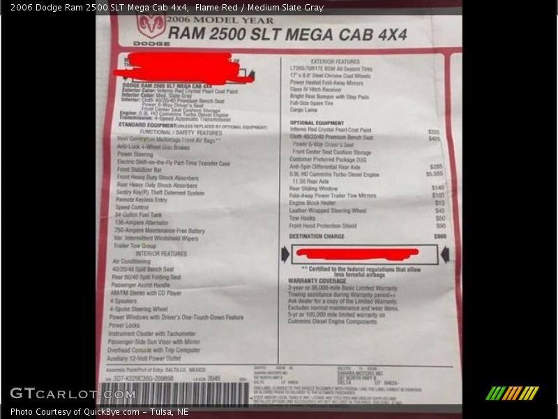 Flame Red / Medium Slate Gray 2006 Dodge Ram 2500 SLT Mega Cab 4x4