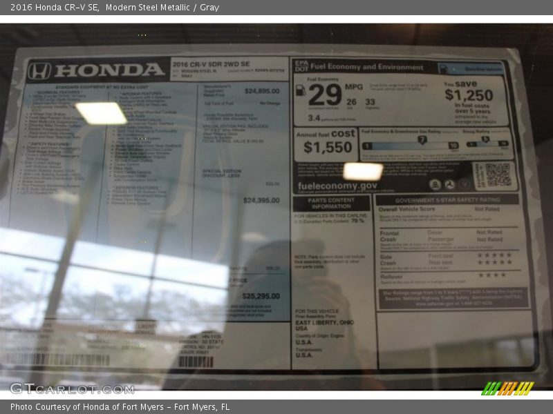 Modern Steel Metallic / Gray 2016 Honda CR-V SE