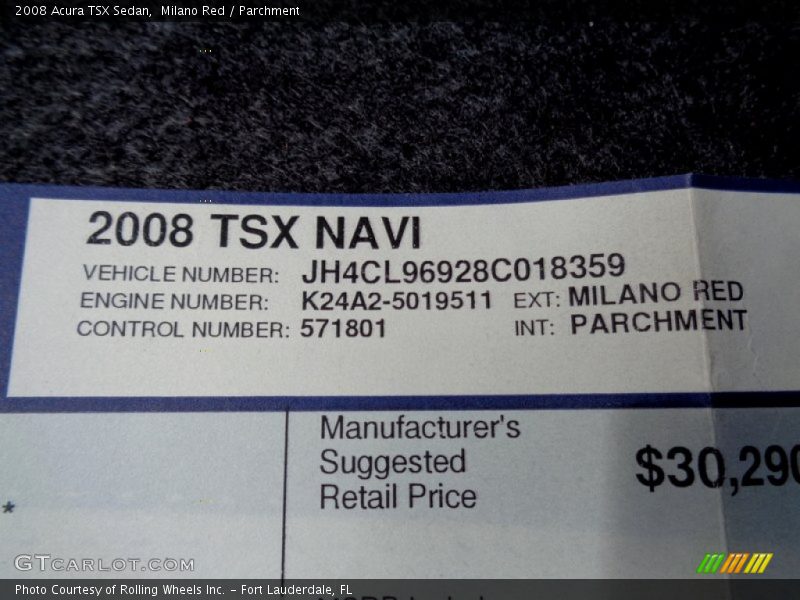 Milano Red / Parchment 2008 Acura TSX Sedan
