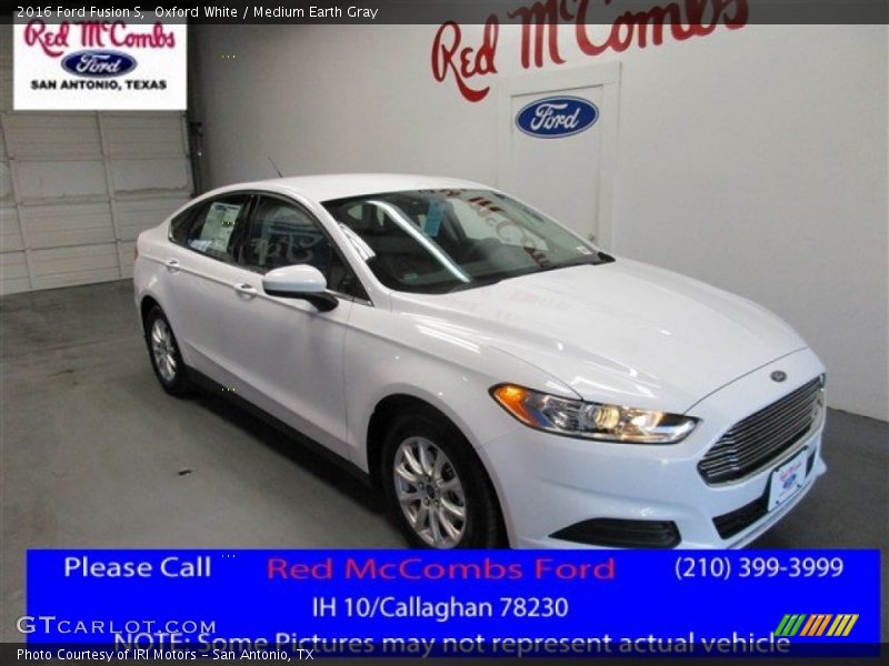 Oxford White / Medium Earth Gray 2016 Ford Fusion S