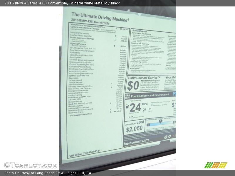 Mineral White Metallic / Black 2016 BMW 4 Series 435i Convertible