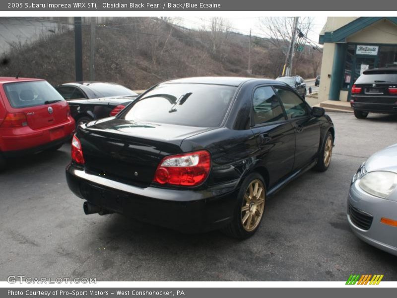 Obsidian Black Pearl / Black/Blue Ecsaine 2005 Subaru Impreza WRX STi