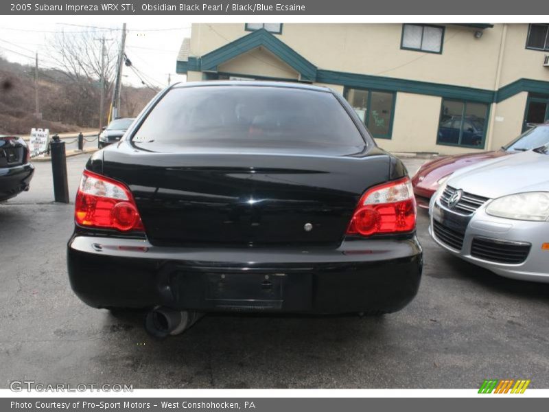 Obsidian Black Pearl / Black/Blue Ecsaine 2005 Subaru Impreza WRX STi