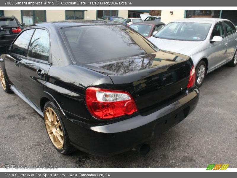 Obsidian Black Pearl / Black/Blue Ecsaine 2005 Subaru Impreza WRX STi