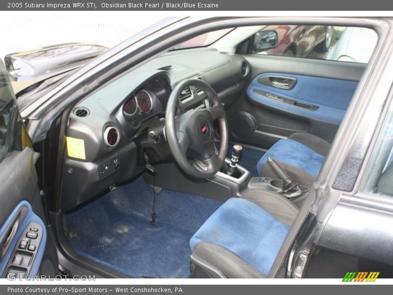Obsidian Black Pearl / Black/Blue Ecsaine 2005 Subaru Impreza WRX STi