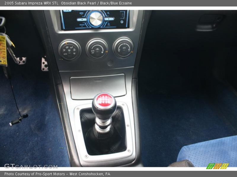 Obsidian Black Pearl / Black/Blue Ecsaine 2005 Subaru Impreza WRX STi