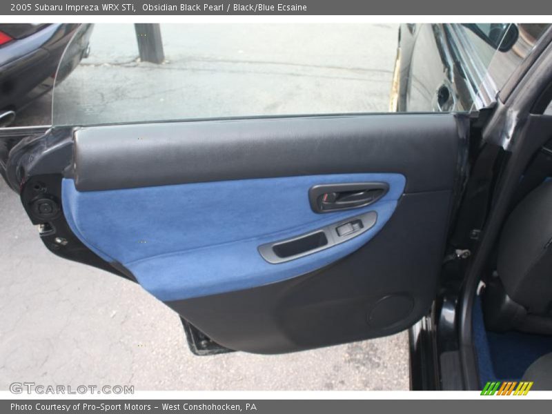 Obsidian Black Pearl / Black/Blue Ecsaine 2005 Subaru Impreza WRX STi