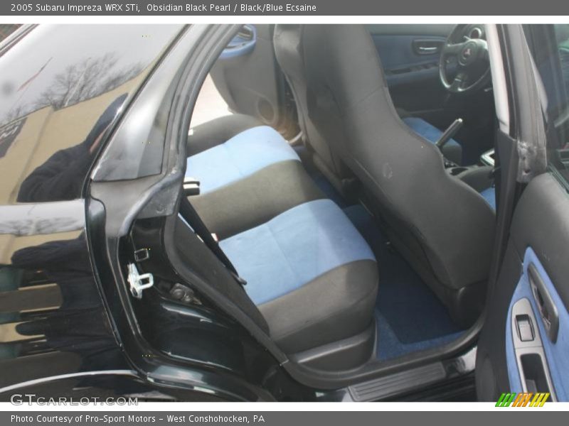 Obsidian Black Pearl / Black/Blue Ecsaine 2005 Subaru Impreza WRX STi