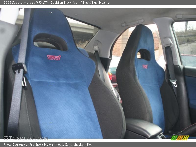 Obsidian Black Pearl / Black/Blue Ecsaine 2005 Subaru Impreza WRX STi