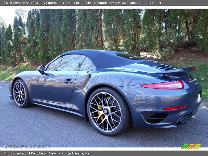 Yachting Blue, Paint to Sample / Espresso/Cognac Natural Leather 2016 Porsche 911 Turbo S Cabriolet