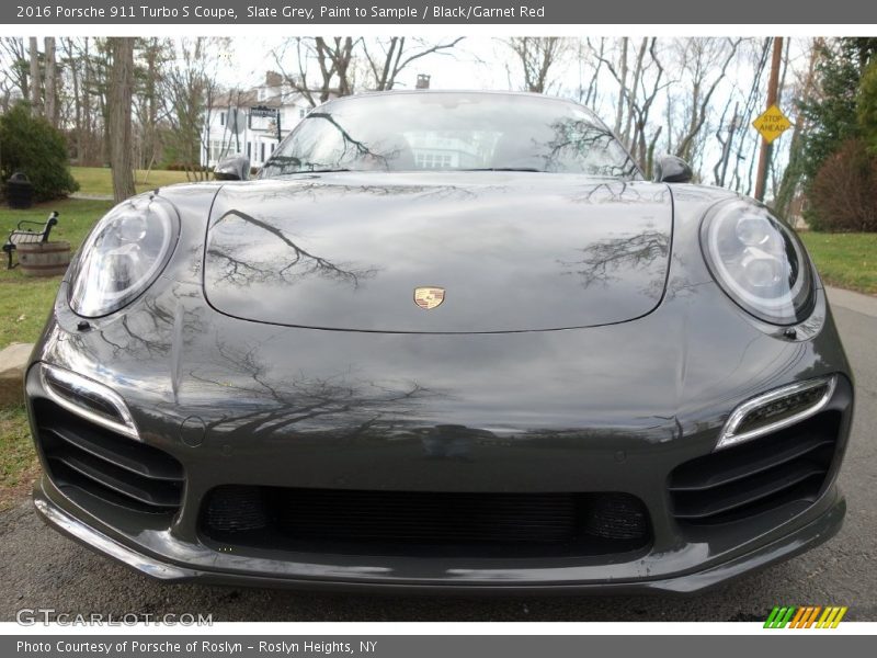 Slate Grey, Paint to Sample / Black/Garnet Red 2016 Porsche 911 Turbo S Coupe