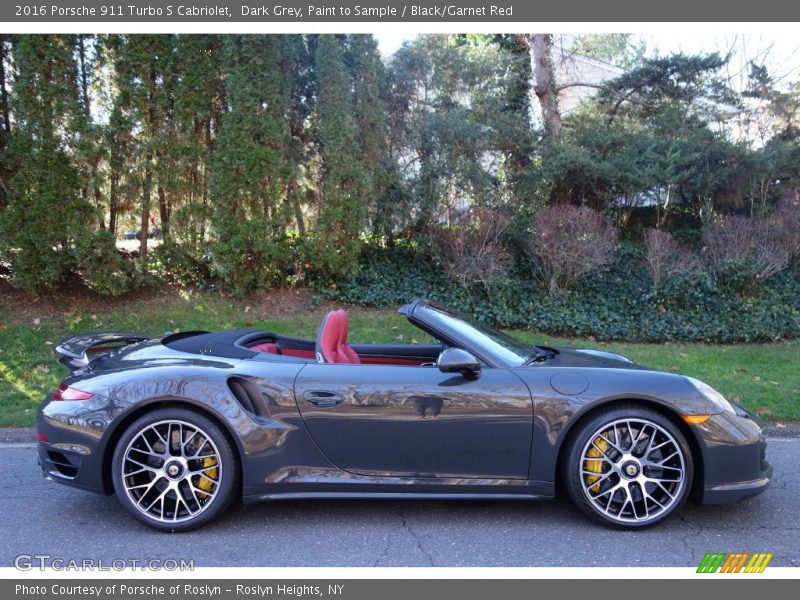 Dark Grey, Paint to Sample / Black/Garnet Red 2016 Porsche 911 Turbo S Cabriolet