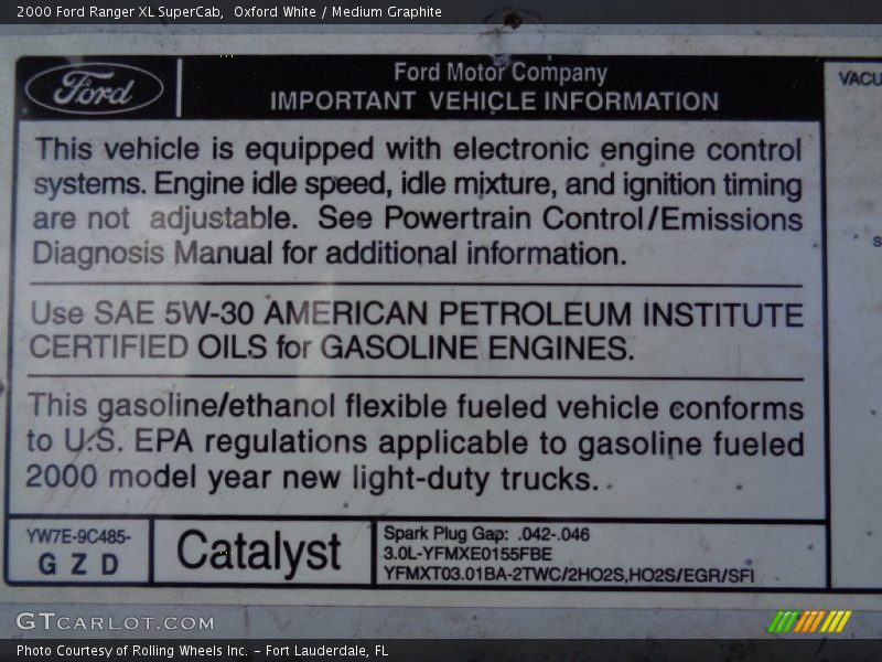 Oxford White / Medium Graphite 2000 Ford Ranger XL SuperCab