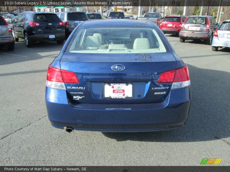 Azurite Blue Metallic / Warm Ivory 2010 Subaru Legacy 2.5i Limited Sedan