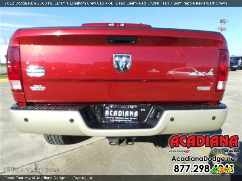 Deep Cherry Red Crystal Pearl / Light Pebble Beige/Bark Brown 2012 Dodge Ram 2500 HD Laramie Longhorn Crew Cab 4x4