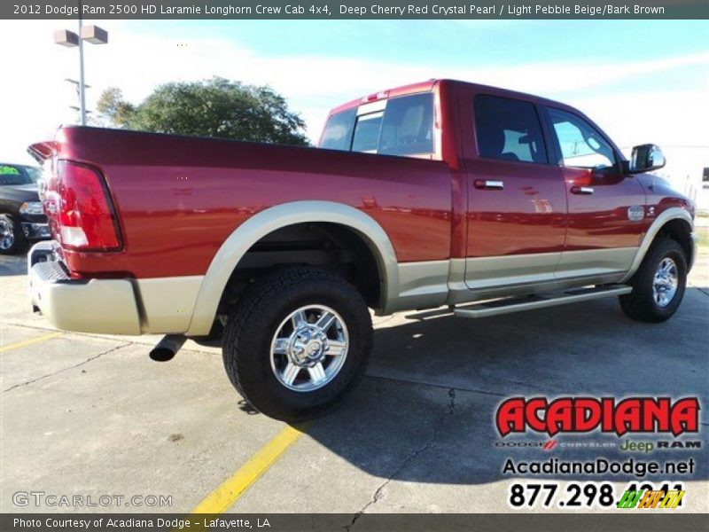 Deep Cherry Red Crystal Pearl / Light Pebble Beige/Bark Brown 2012 Dodge Ram 2500 HD Laramie Longhorn Crew Cab 4x4