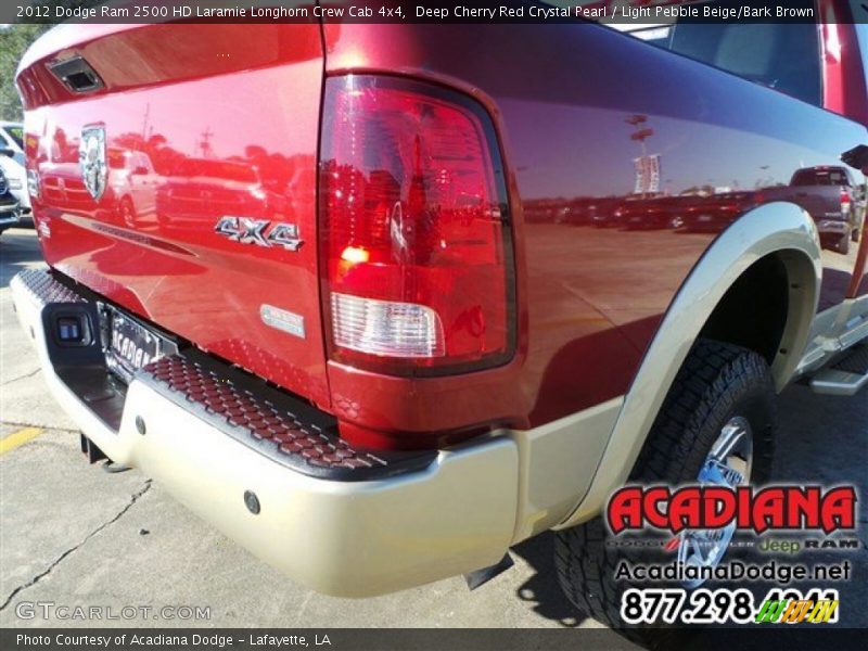 Deep Cherry Red Crystal Pearl / Light Pebble Beige/Bark Brown 2012 Dodge Ram 2500 HD Laramie Longhorn Crew Cab 4x4