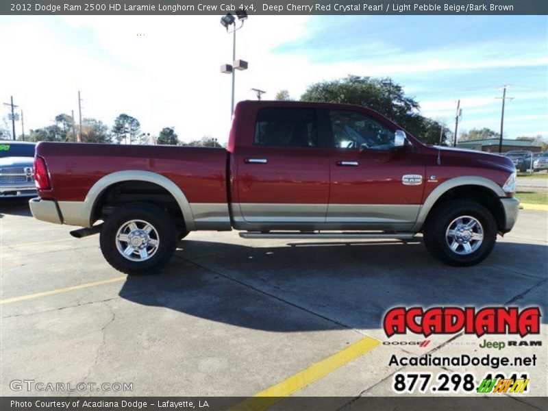 Deep Cherry Red Crystal Pearl / Light Pebble Beige/Bark Brown 2012 Dodge Ram 2500 HD Laramie Longhorn Crew Cab 4x4