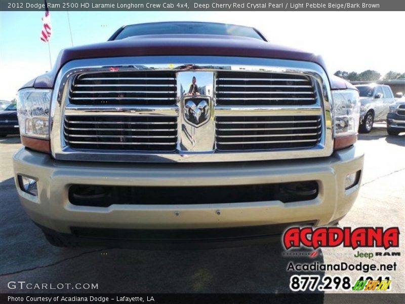 Deep Cherry Red Crystal Pearl / Light Pebble Beige/Bark Brown 2012 Dodge Ram 2500 HD Laramie Longhorn Crew Cab 4x4
